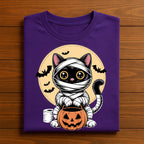 Cat Halloween mummy cat shirt, wrapped spooky cat with glowing eyes