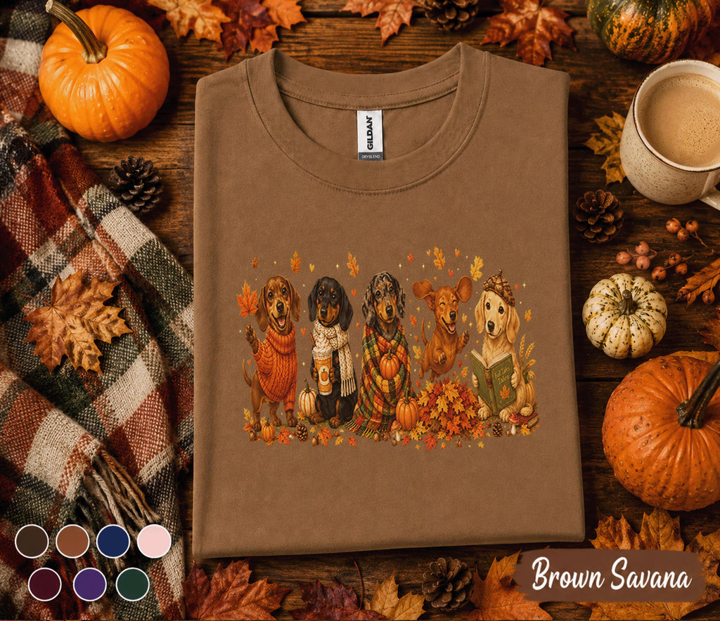 Cute Dachshund Fall Shirt, Autumn Wiener Dog Lover Tee, Cozy Pumpkin Puppy Shirt, Thanksgiving Dog Sweatshirt, Doxie Mom Gift, Fall Dogs