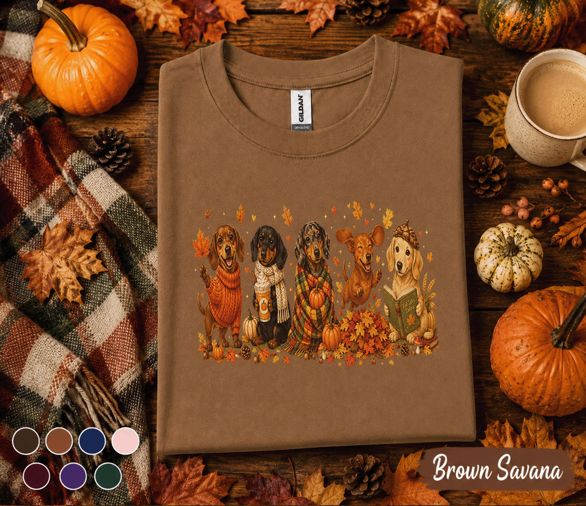 Cute Dachshund Fall Shirt, Autumn Wiener Dog Lover Tee, Cozy Pumpkin Puppy Shirt, Thanksgiving Dog Sweatshirt, Doxie Mom Gift, Fall Dogs