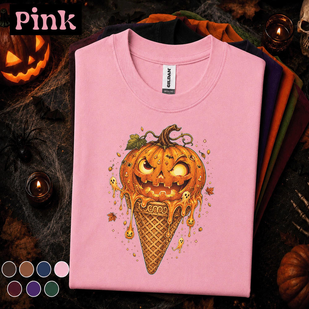 Pumpkin Ice Cream Halloween Shirt, Jack O Lantern Cone Tee, Cute Spooky Season, Funny Fall Halloween Shirt, October Gift Tee