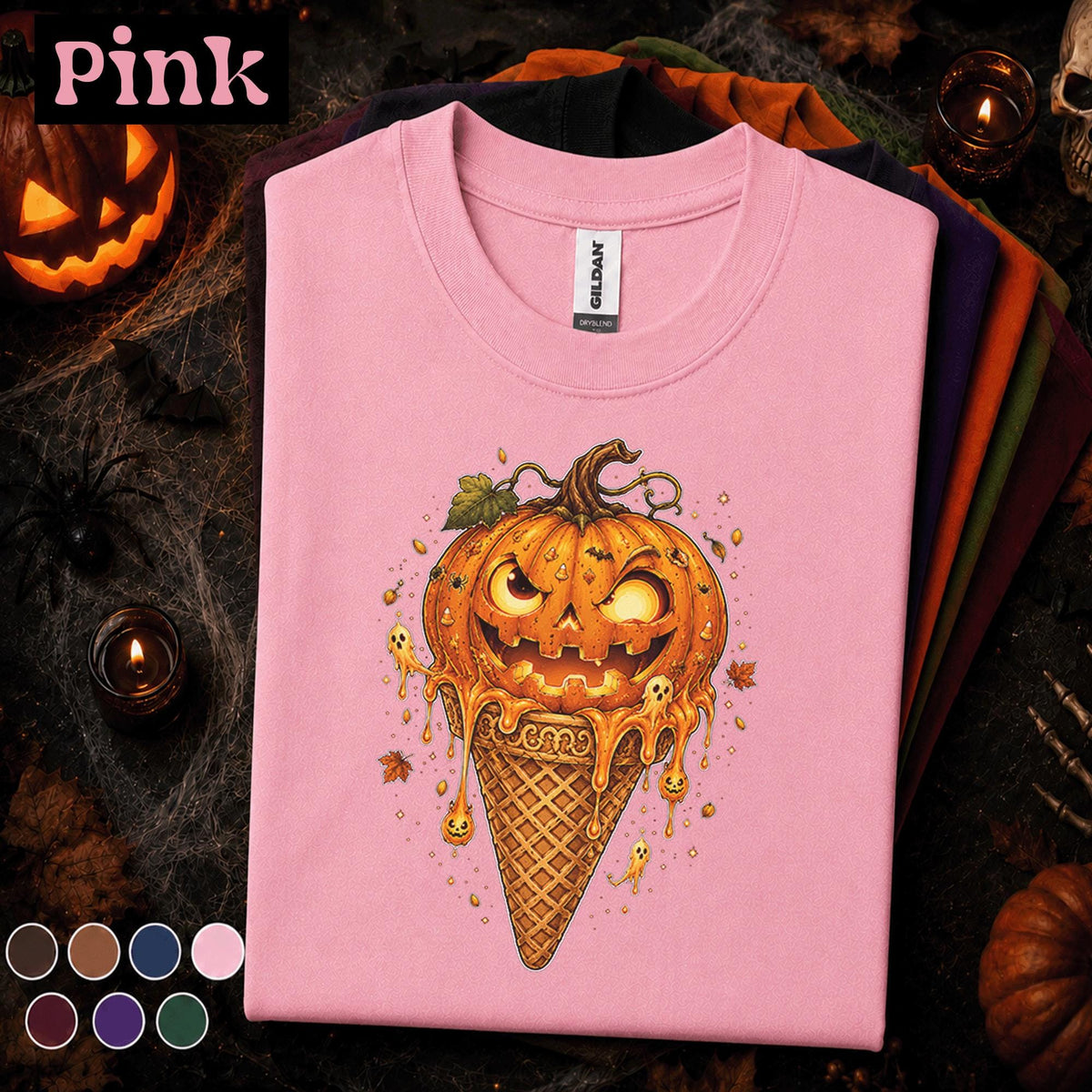 Pumpkin Ice Cream Halloween Shirt, Jack O Lantern Cone Tee, Cute Spooky Season, Funny Fall Halloween Shirt, October Gift Tee