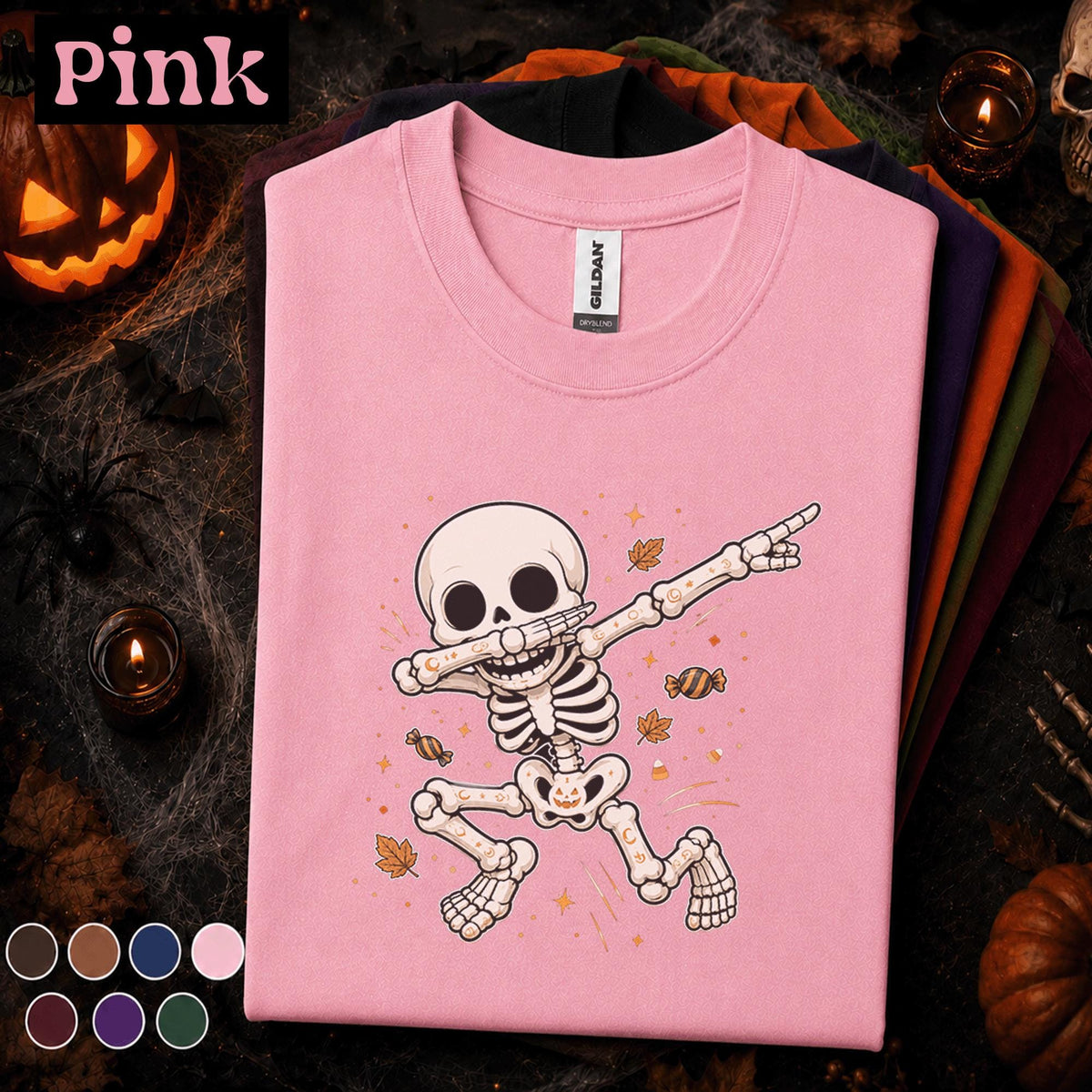 Dabbing Skeleton Halloween Shirt, Funny Spooky Season Tee, Cute Skeleton Shirt, Kids Youth Boys Halloween Gift, October Party Tee