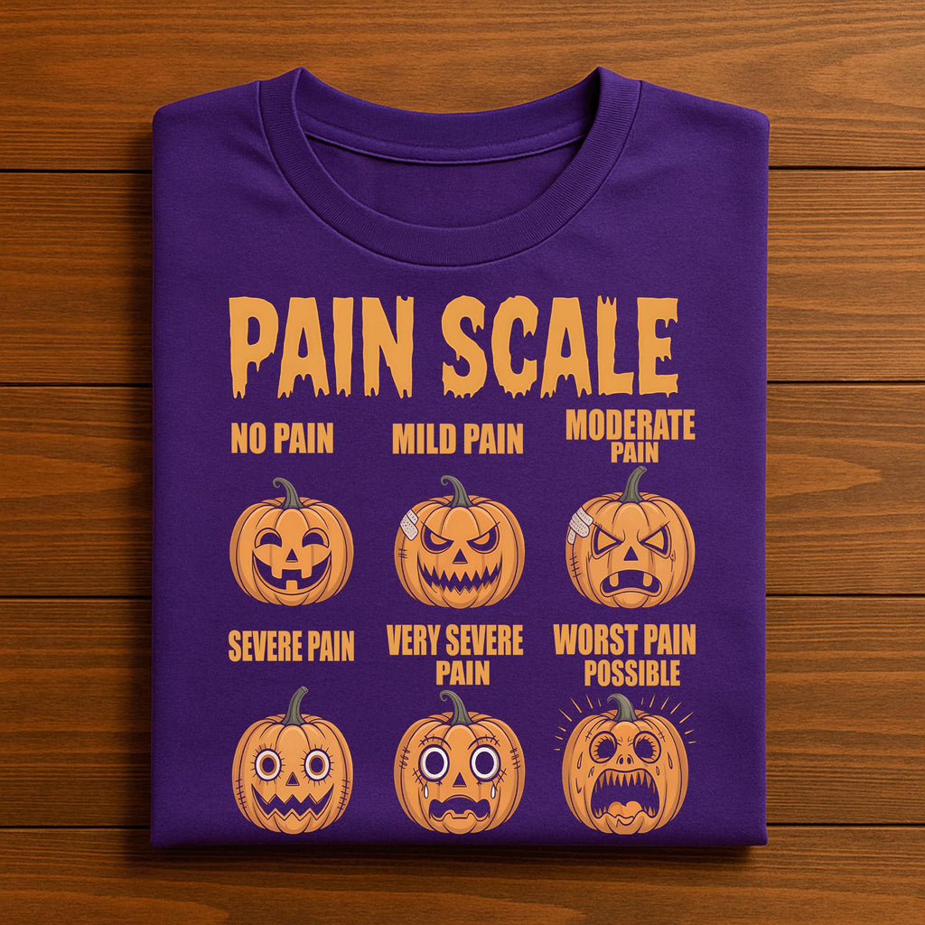 Pumpkin Pain Scale Shirt, Funny Nurse Halloween Shirt, Medical Humor Fall Tee, ER Nurse T-Shirt for Spooky Season, ER Halloween Sweatshirt