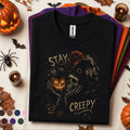 Stay Creepy Halloween Shirt, Skeleton Witch Pumpkin Tee