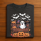 Halloween Dogs Pumpkin Wagon Shirt Puppy Ghost Witches Fall Pet Lover Costume T-Shirt Spooky Dog Mom Sweatshirt , Dachshund Halloween Shirt