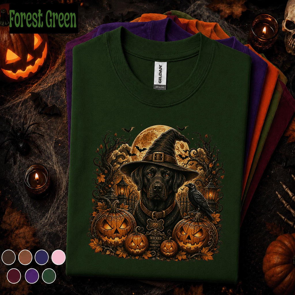 Halloween Black Lab Shirt, Witch Dog T Shirt, Spooky Labrador Tee, Pumpkin Shirt, Dog Lover Halloween Gift, Witchy Fall Tee