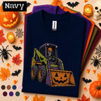 Skeleton Construction Halloween Shirt, Skid Steer Pumpkin Tee, Heavy Equipment T Shirt, Spooky Construction Worker Gift, Halloween Top