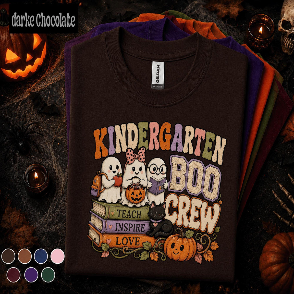 Kindergarten Boo Crew Halloween Shirt, Cute Ghost Teacher Tee, Preschool Fall Shirt, Spooky Classroom Gift, Halloween Teacher Team Tee