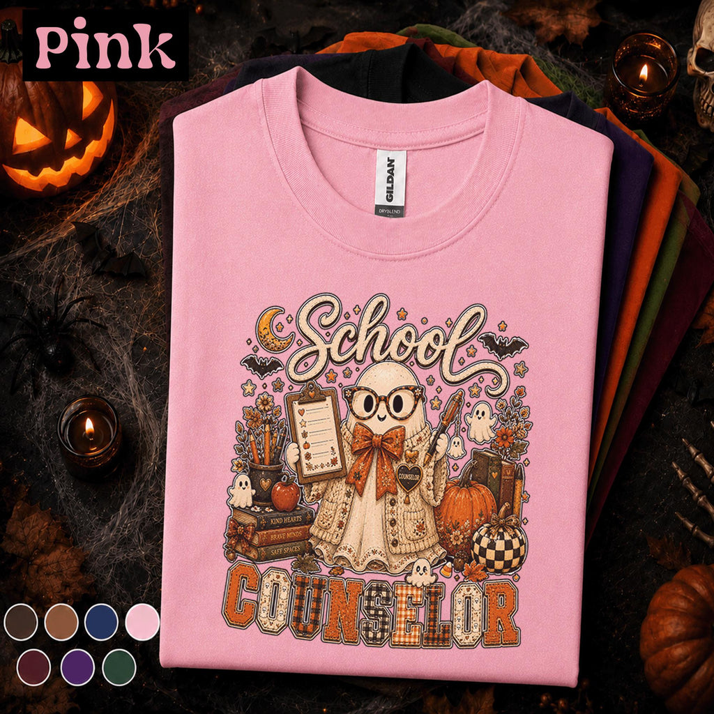 School Counselor Halloween Shirt, Cute Ghost Counselor Tee, Spooky Fall School Counseling Shirt, Pumpkin Counselor Gift for Women