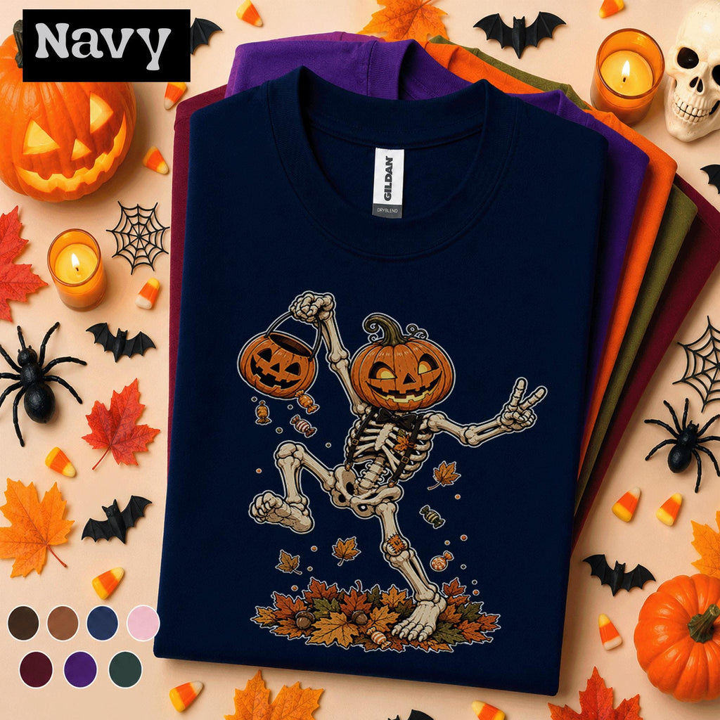 Pumpkin Skeleton Halloween Shirt, funny Skeleton Tee, Jack O Lantern Top, Funny Spooky Season Shirt, Halloween Gift