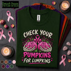 Breast Cancer Awareness Shirt, Check Your Pumpkins Tee, Pink Ribbon Halloween Shirt, Funny October Pink Out Gift, Spooky Awareness Tee