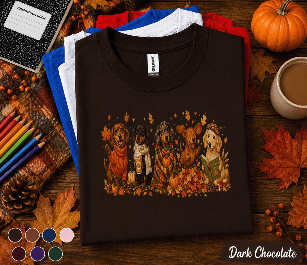 Cute Dachshund Fall Shirt, Autumn Wiener Dog Lover Tee, Cozy Pumpkin Puppy Shirt, Thanksgiving Dog Sweatshirt, Doxie Mom Gift, Fall Dogs