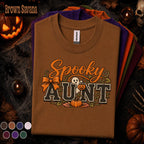 Spooky Aunt Halloween Shirt, Cute Ghost Pumpkin Tee, Retro Auntie Halloween Gift, Fall Spooky Season Shirt, Halloween Family Aunt Tee