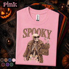 Spooky Skeleton Halloween Shirt, Leopard Print Skeleton Tee, Fashion Halloween, Glam Spooky Season Shirt, Skeleton Lover Gift