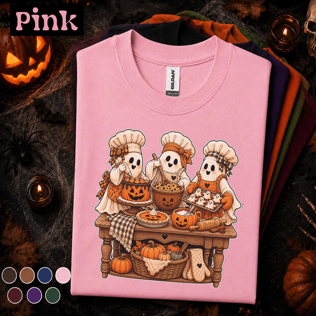 Cute Ghost Baker Halloween Shirt, Spooky Baking Tee, Pumpkin Cake and Cookie Shirt, Fall Bakery Gift, Halloween Kitchen T Shirt