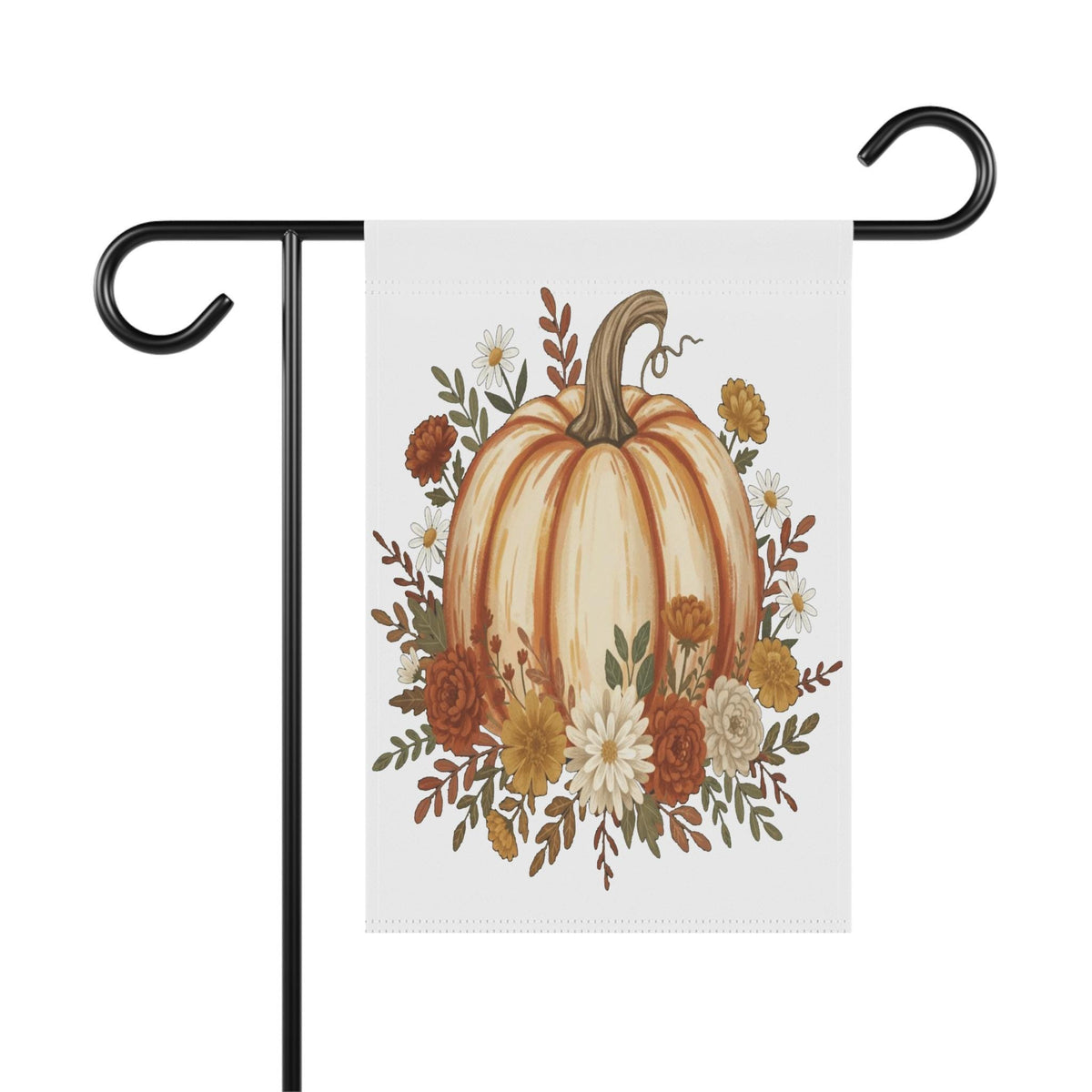 Fall Garden Flag with Pumpkins and Daisies, Rustic Autumn Yard Decor, Outdoor Floral Flag for Thanksgiving or Harvest Season, Pumpkin Decor