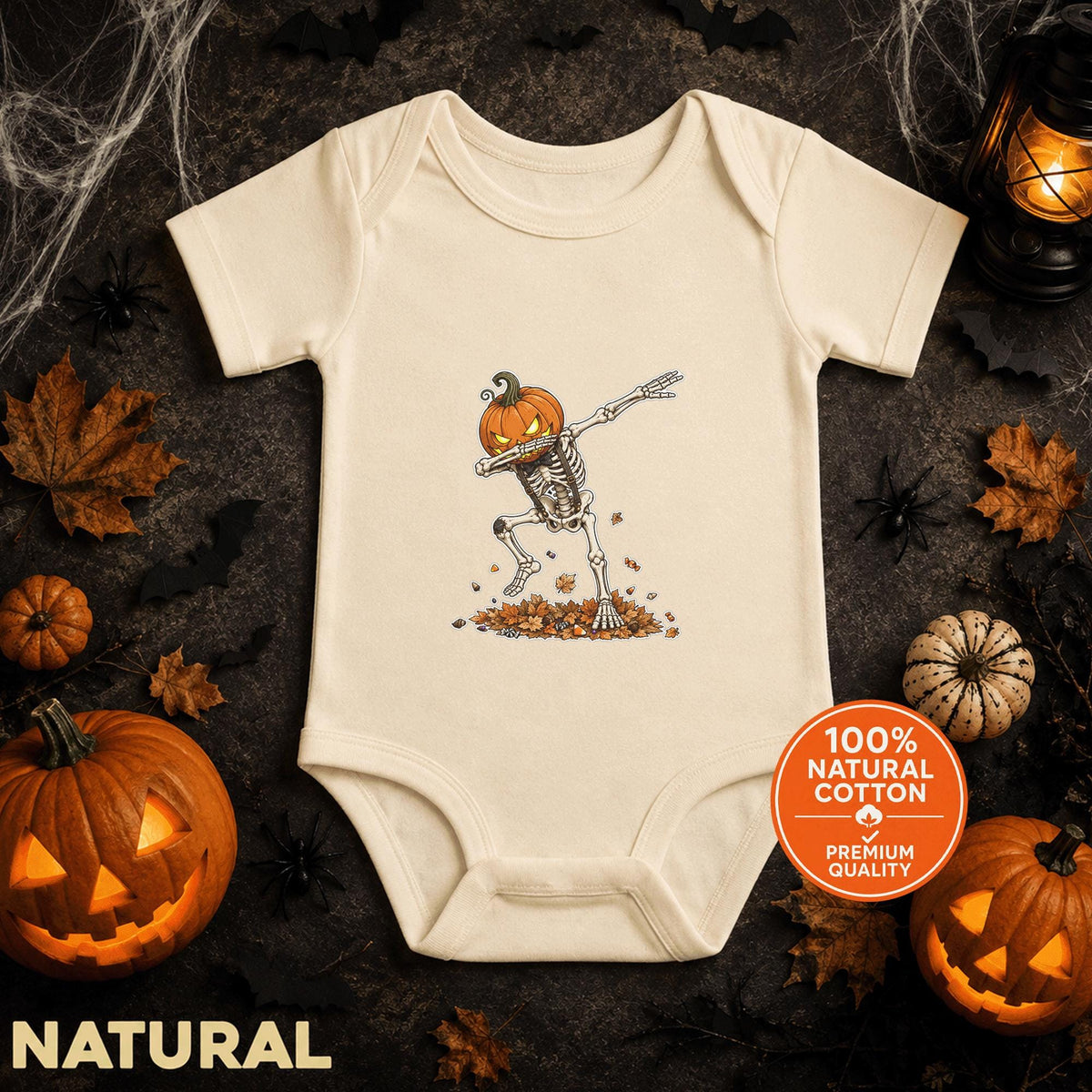 Pumpkin Skeleton Baby Bodysuit, Halloween Infant Outfit