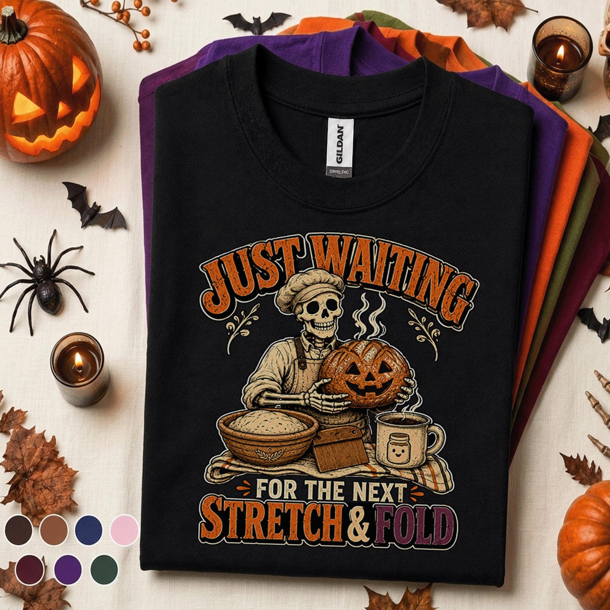Funny Baker Halloween Shirt, Skeleton Baking Pumpkin Tee