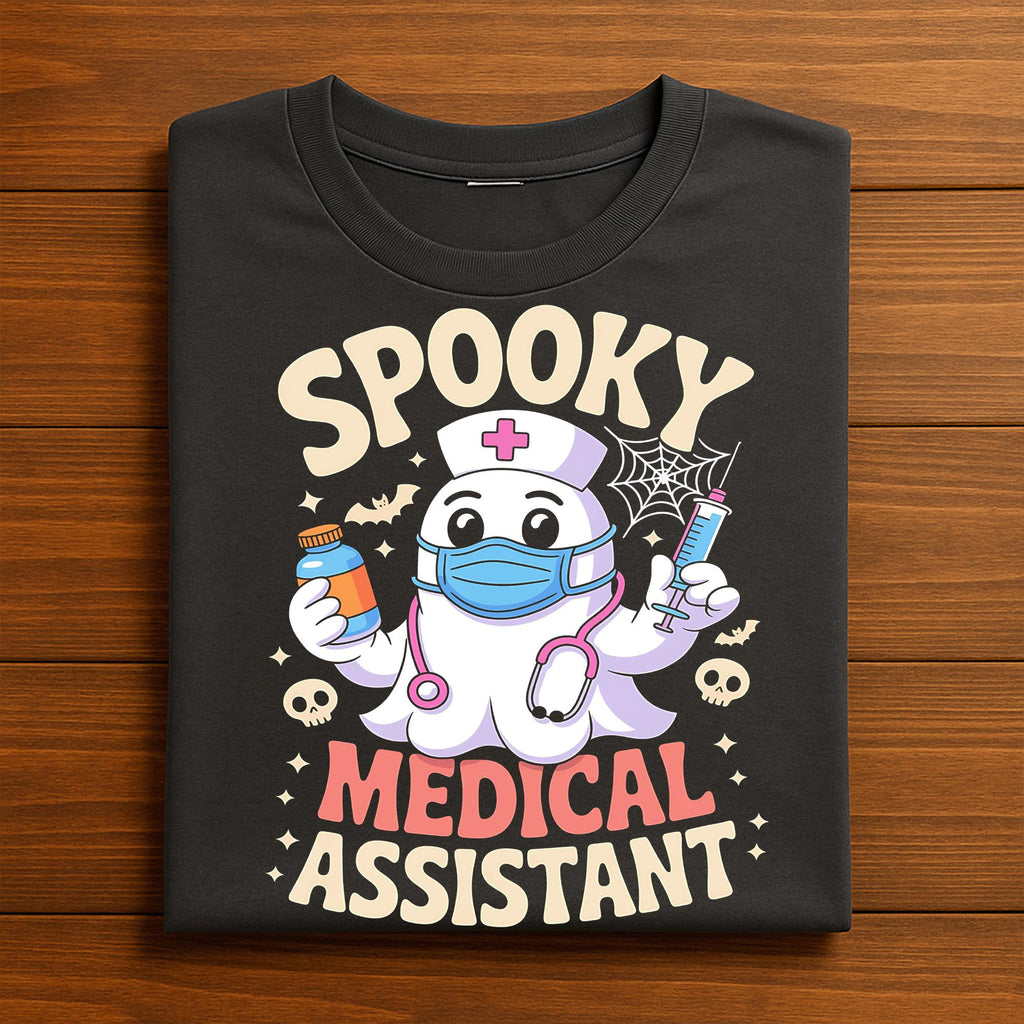 Groovy Spooky Medical Assistant Shirt Funny Ghost Halloween Tee, Nurse Halloween Medical Shirt For Healthcare Workers...