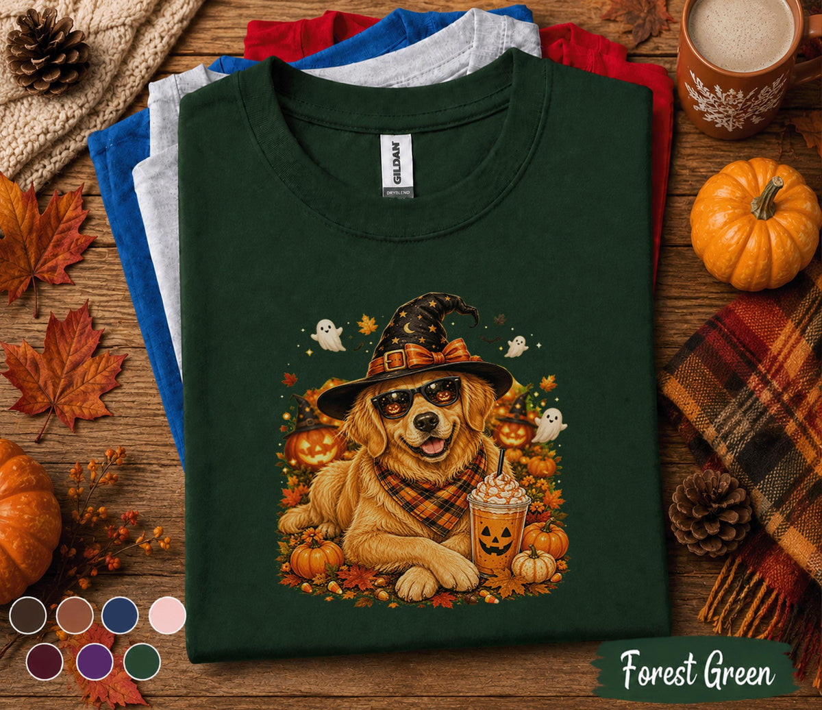 Golden Retriever Halloween Shirt, Cute Fall Dog Pumpkin Spice Tee, Golden Dog Shirt, Autumn Pet Sweatshirt, Spooky Season Gift for Dog Mom