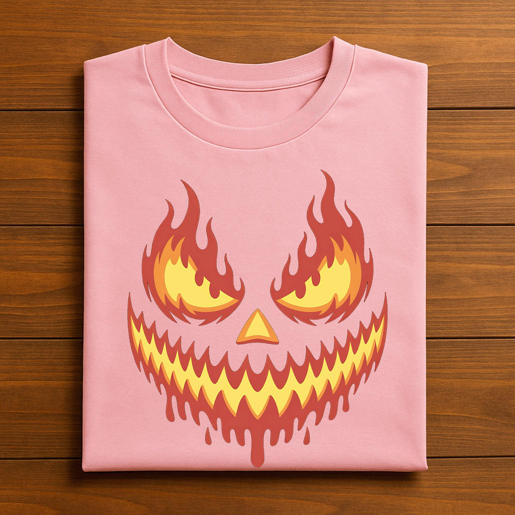 Fiery Pumpkin Face Shirt, Scary Halloween Jack O Lantern Tee, Creepy Pumpkin Fire T-Shirt, Horror Spooky Season Top, Gift Halloween Shirt