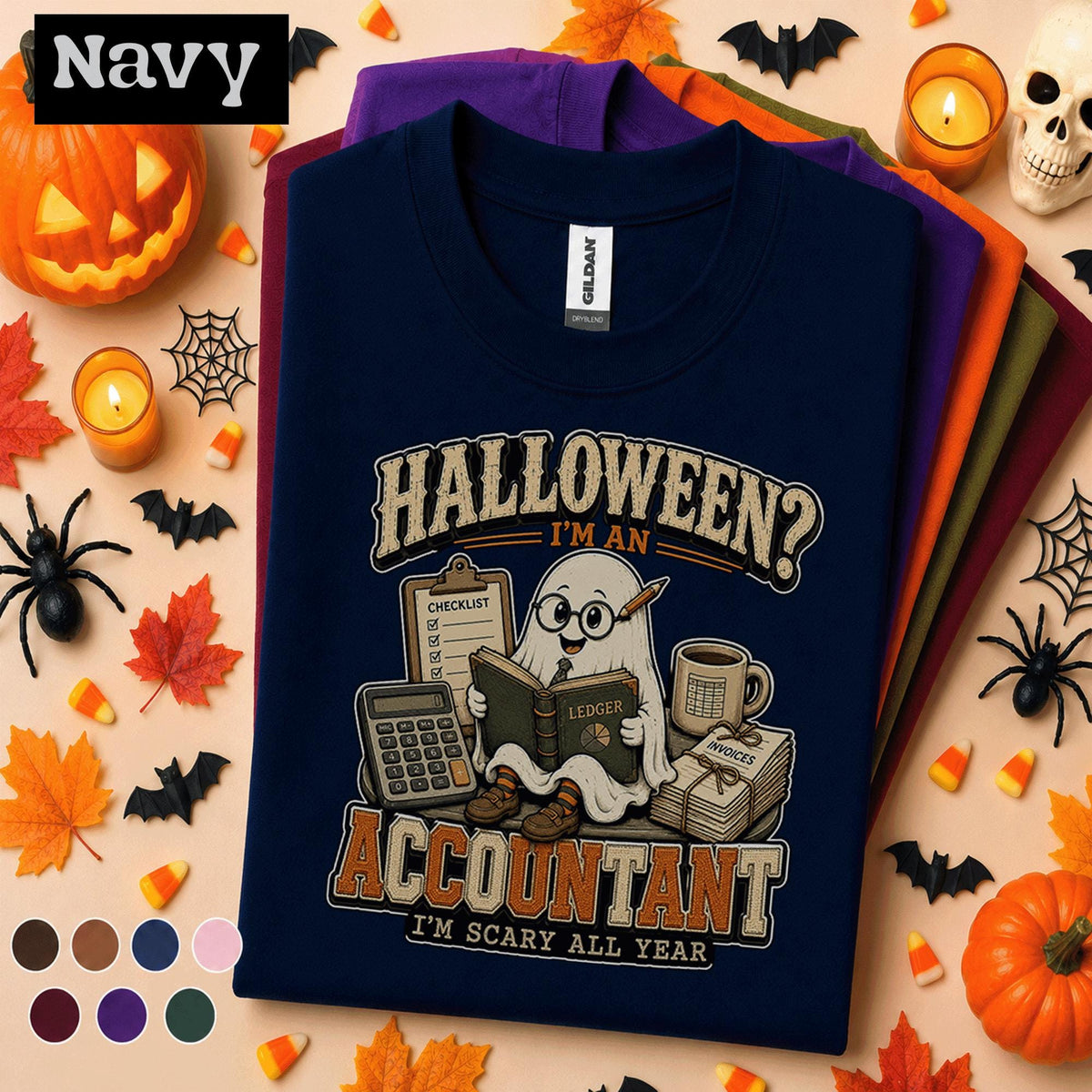 Halloween Accountant Shirt, Funny Ghost Accounting Tee, Scary All Year CPA Gift, Bookkeeper Halloween Shirt, Spooky Finance Office Tee