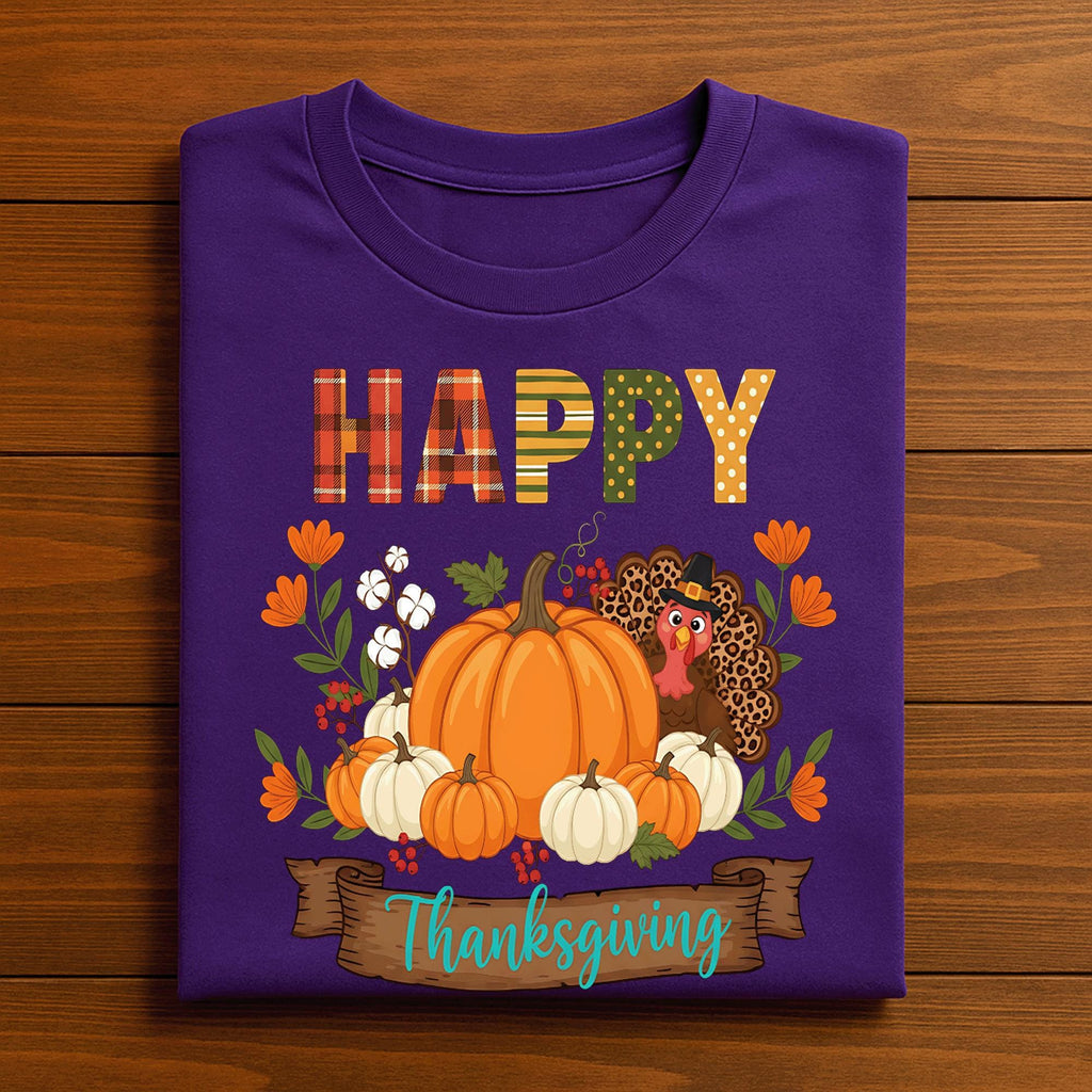 Cute Turkey Happy Thanksgiving Shirt Fall Pumpkin Autumn Outfit Tee, Happy Thanksgiving Sweatshirt, Family Thanksgiving Matching Gift