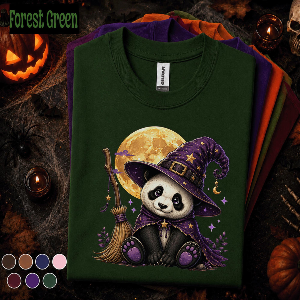 Halloween Panda Shirt, Witch Panda T Shirt, Cute Spooky Season Tee, Moon Broom Shirt, Panda Lover Halloween Gift, Witchy Fall Tee
