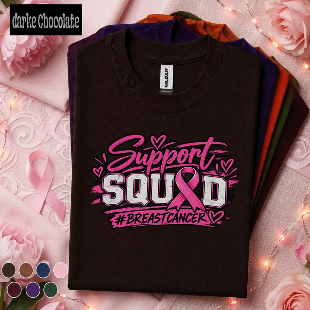 Breast Cancer Awareness Shirt, Support Squad Pink Ribbon Tee, Breast Cancer Support Team Shirt, October Awareness Walk Family Gift Tee
