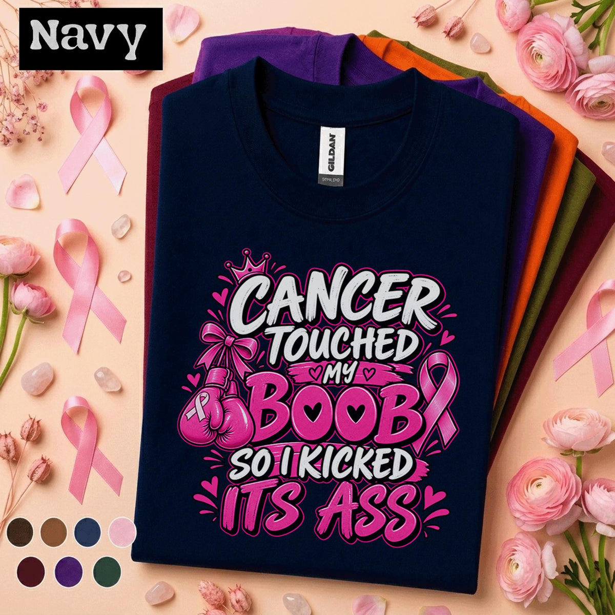 Breast Cancer Awareness Shirt, Cancer Touched My Boob Tee, Funny Pink Ribbon Survivor Shirt, Breast Cancer Fighter Gift for Women