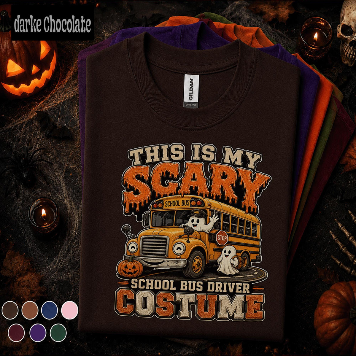 Scary School Bus Driver Halloween Shirt, Funny Ghost Bus Costume Tee, Spooky Teacher Gift, Fall Pumpkin T Shirt, Driver Gift