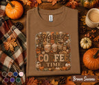 Harvest Coffee Time Shirt Fall Coffee Lover Tee Pumpkin Spice Autumn Shirt Cozy Cafe Thanksgiving Gift for Women