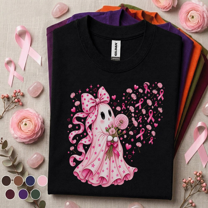 Breast Cancer Awareness Shirt, Pink Ribbon Ghost Tee