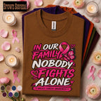 Breast Cancer Awareness Shirt, Nobody Fights Alone Family Tee, Pink Ribbon Butterfly Shirt, Support Squad Gift for Women Pink October