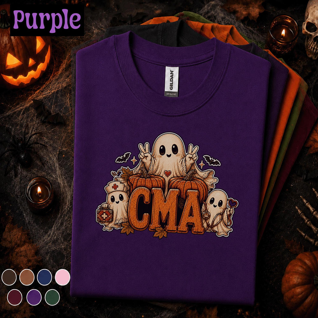 CMA Halloween Shirt, Certified Medical Assistant Ghost Tee, Spooky Healthcare Worker Gift, Cute Medical Assistant Fall Nursing T-Shirt