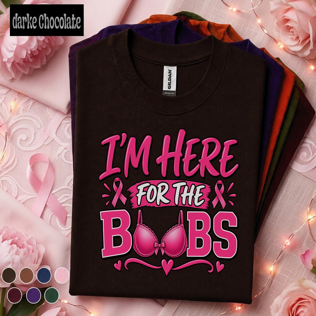 Breast Cancer Awareness Shirt, I'm Here for the Boobs Tee, Funny Pink Ribbon Shirt, Breast Cancer Support Gift, Pink October Women Tee