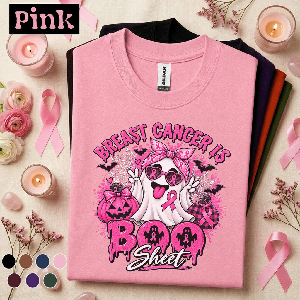 Breast Cancer Awareness Halloween Shirt, Breast Cancer Is Boo Sheet Ghost Tee, Pink Ribbon Spooky Season Shirt, October Warrior Gift Tee