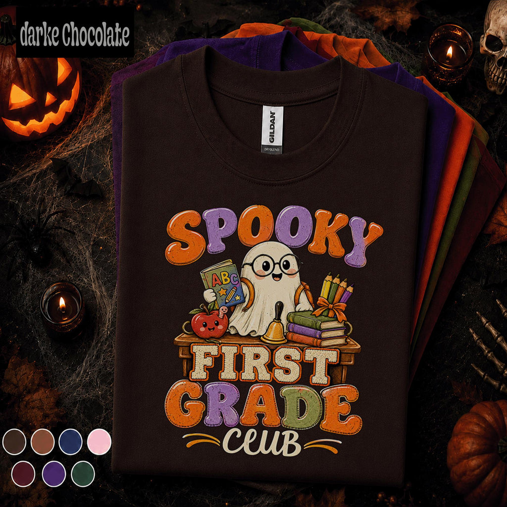 Spooky First Grade Club Halloween Shirt, Cute Ghost Teacher Tee, First Grade Teacher Gift, Halloween School Shirt, Fall Classroom Tee