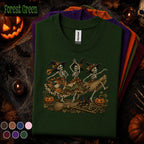 Dancing Skeleton Witch Halloween Shirt, Spooky Season T Shirt, Vintage Witchy Skeleton Tee, Pumpkin Black Cat, Gothic Fall Gift