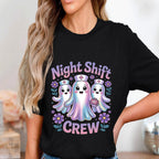 Night Shift Crew Nurse Shirt, Cute Ghost Halloween Nurse Tee Flowers, Spooky Medical Night Shift T-Shirt For Healthcare Workers Sweatshirt