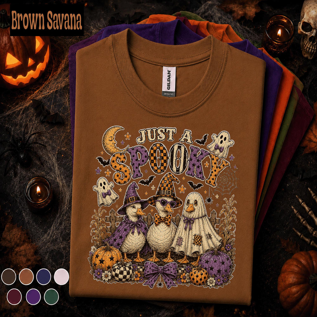 Just A Spooky Goose Halloween Shirt, Witch Goose Tee, Funny Ghost Duck Tshirt, Cute Pumpkin Costume Tee, Spooky Season Gift