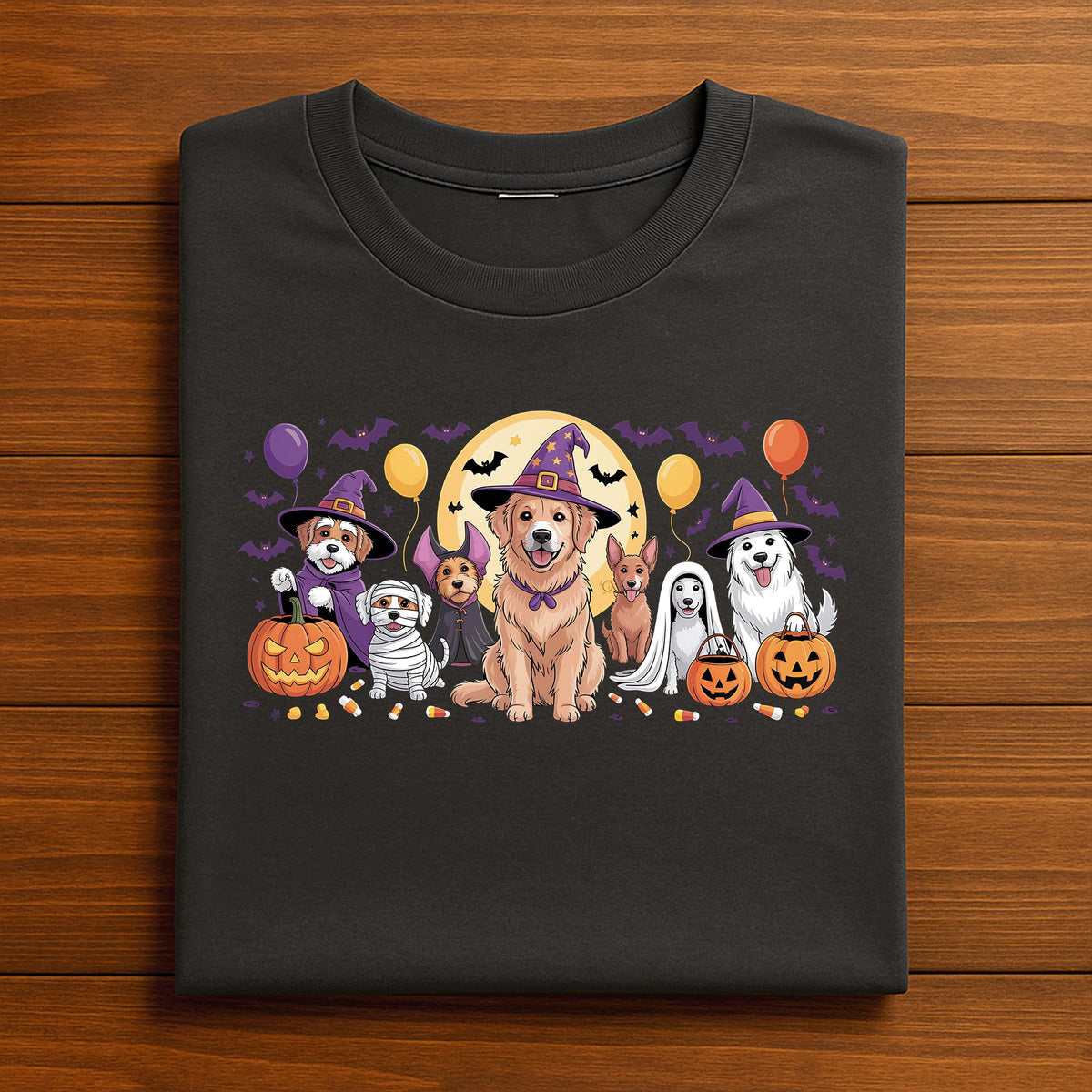 Halloween Dogs Party Shirt Spooky Ghost Pumpkin Witch Hat Costume Puppy T-Shirt Dog Halloween Pet Lover Dog Mom Fall Tee, Halloween Dog Tee
