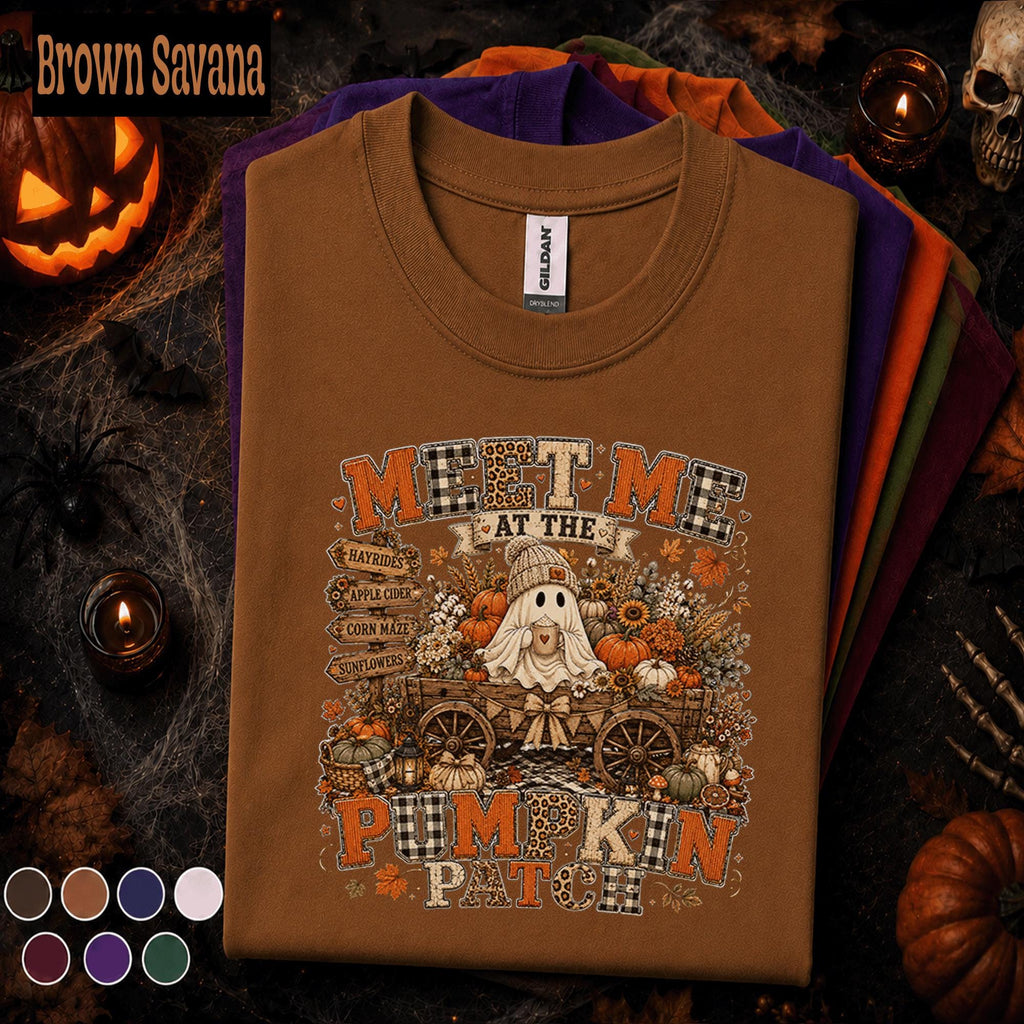 Meet Me at the Pumpkin Patch Shirt, Cute Ghost Halloween Tee, Fall Pumpkin Shirt, Cozy Autumn Tee, Spooky Season Gift for Her
