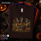 Dancing Skeleton Witch Halloween Shirt, Spooky Season T Shirt, Vintage Witchy Skeleton Tee, Pumpkin Black Cat, Gothic Fall Gift
