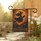 Witch Halloween Garden Flag, Flying Witch Full Moon Yard Decor, Black Cat Pumpkin Flag, Vintage Spooky Halloween Outdoor Porch Decoration
