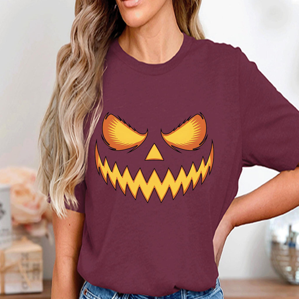 Creepy Jack O Lantern Pumpkin Face Shirt, Spooky Halloween Evil Eyes And Sharp Teeth Tee, Scary Pumpkin Graphic Costume, Jack O Lantern Tee