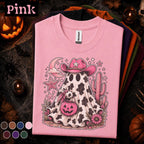Pink Cowgirl Ghost Halloween Shirt, Western Spooky Season Tee, Cow Print Ghost T Shirt, Cowboy Halloween Gift for Her