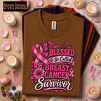 Breast Cancer Survivor Shirt, Blessed to Be Called Survivor Pink Ribbon Tee, Floral Butterfly Awareness Shirt, October Support Gift Women