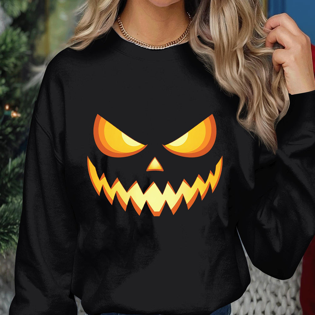 Scary Halloween Pumpkin Face Shirt, Evil Jack O Lantern Sweatshirt, Spooky Carved Pumpkin Face Halloween Costume, Pumpkin Sweatshirt Fall