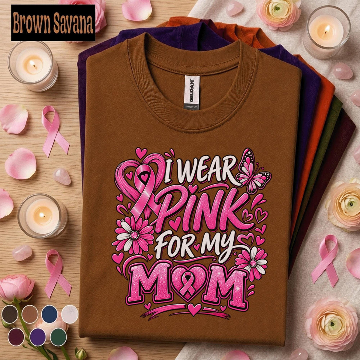 Breast Cancer Awareness Shirt, I Wear Pink for My Mom Tee, Pink Ribbon Support Shirt, Breast Cancer Mom Gift, October Awareness Tee